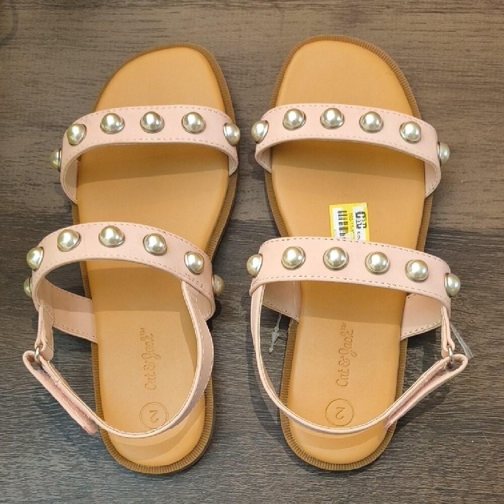 Cat & Jack Blush Studded Sandals Youth Size 2 NWT-ish